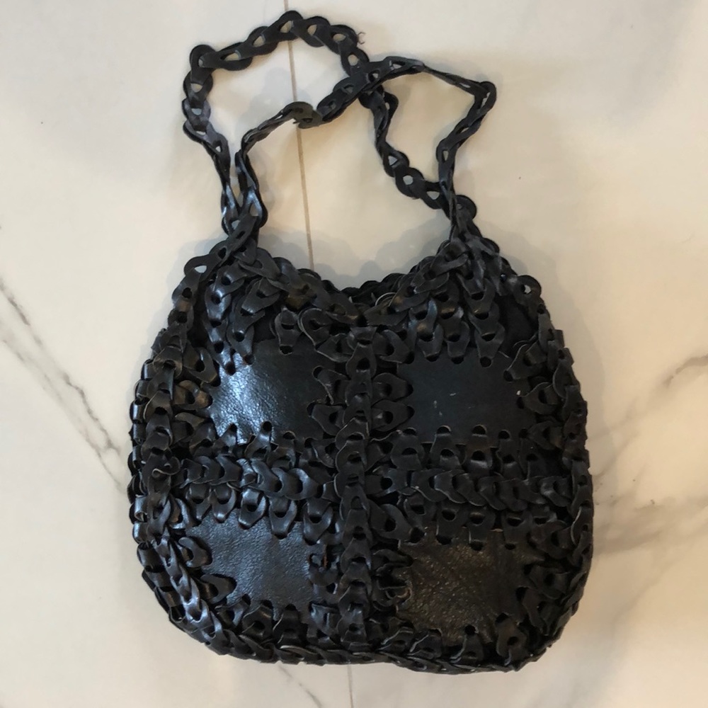 Black leather bag